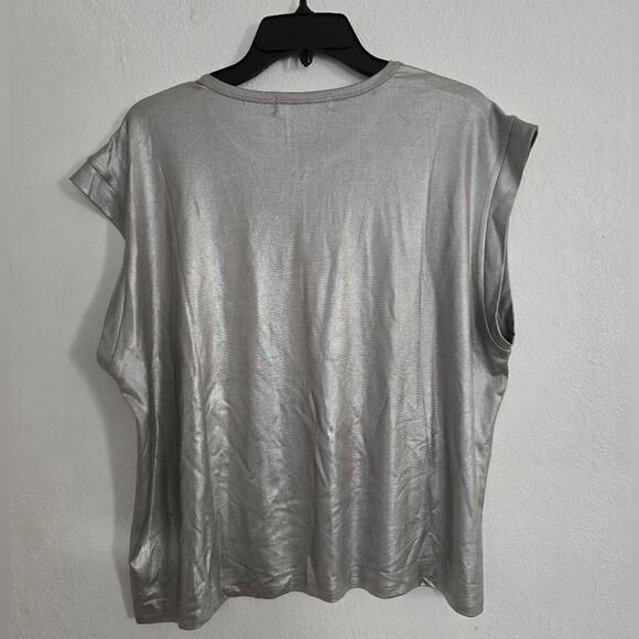 Rebecca Minkoff Silver Metallic Sleveeless Shirt Size XL - Picture 2 of 7